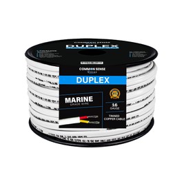 16 Gauge 2 Conductor Marine Wire - 30 ft Duplex Flat Marine Grade Wire Tinned Copper Oxygen-Free Insulated - 16/2 AWG UL 1426 Standard PVC Wire for Boat, Automotive, Speakers, Camper & Trailers