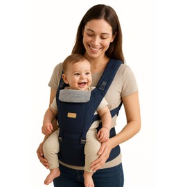 Sharth Baby Carrier with Hip Seat, 6-in-1 Carrying Styles for Infants & Toddlers (7–41 lbs), Fully Adjustable to Fit All Parents, All Seasons Hip Seat Carrier - Dark Blue