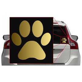 Paw Print [Pick Any Color] Vinyl Transfer Sticker Decal for Laptop/Car/Truck/Window/Bumper (5in x 5in (Car Size), Gold)