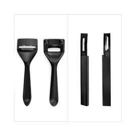 QWORK® Metal Leather Skiver and Curved Shape Safety Beveler Skiver, Leather Exfoliating Tool with 6 Replacement Blades for Leather Crafts DIY and Leather Making