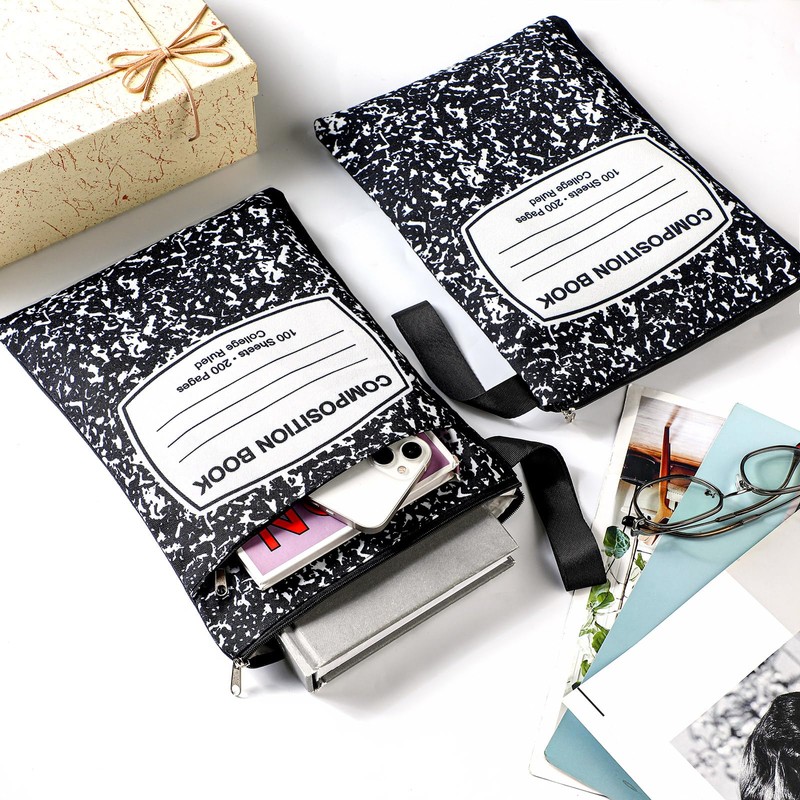 Feifeiya 2 Pcs Composition Notebook Book Cover Pouch with Zipper