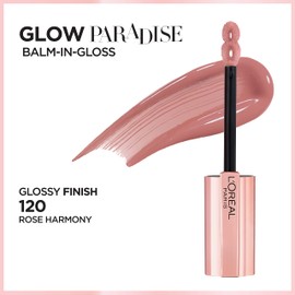 L'Oreal Paris Glow Paradise Balm-in-Gloss, Lip Balm, Non-Sticky Liquid Lip Balm with Pomegranate Extract & Hyaluronic Acid for Sensitive Lips, Dermatologist Tested, Rose Harmony, 0.23 fl. oz.