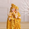 Qianly Hindu Radha Krishna on Lotus Statue Lifelike Decorative 10.5x8x18.8cm