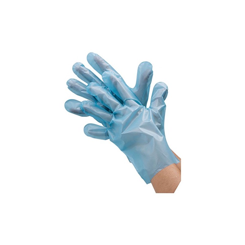 Kawanishi Industry #2018 Polyethylene Gloves, Embossing, Economy, 100 Pieces, Blue,