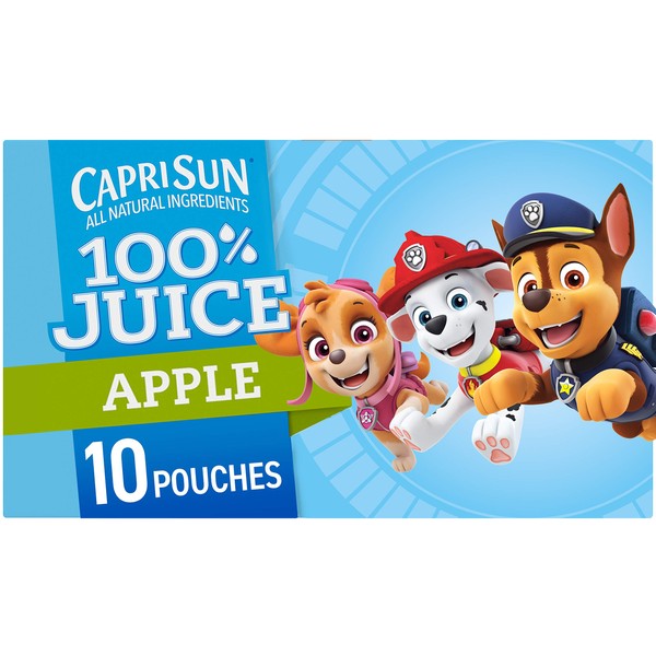 Capri Sun 100% Juice Naturally Flavored 100% Apple Juice (40 ct Pack, 4 Boxes of 10 Pouches)