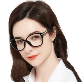 MARE AZZURO Oversized Round Reading Glasses +2.5 Women Large Readers 1.00 1.25 1.50 1.75 2.00 2.25 2.50 2.75 3.00 3.50 4.00 5.00 6.00 (Black, 2.5)