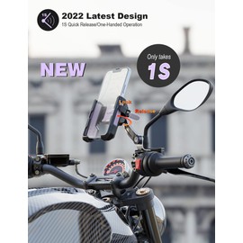 Grefay Soporte para teléfono móvil para Motocicleta, Soporte para Manillar de Moto, Espejo retrovisor, 2 métodos de conexión+1S de desmontaje rápido: con Giro de 360 Grados para Smartphone de 4,0 a