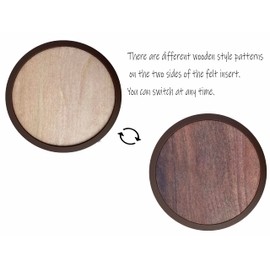 Absorbent Coasters for Drinks with Holder - 6packs, Silicone Coaster with Soft Felt Insert (4.3 inch Coasters with 4.5 inch Holder, Wooden Style)