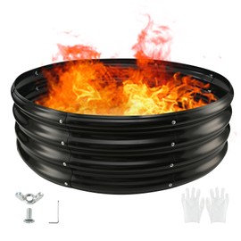 TBMLC 60" Round Galvanized Steel Fire Ring Pit for Backyard,Camping,Bonfire; Round Steel Raised Garden Bed Kit,Metal Raised Garden Box for Outdoor Gardening and Planting (5x5x1FT)