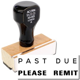 Large Past Due Please Remit Rubber Stamp, Perfect for Small Business, Wood Handle Rubber Stamp, Uses Inking Pad, Larger Size Approx 3/4" x 2-1/4", Made in USA