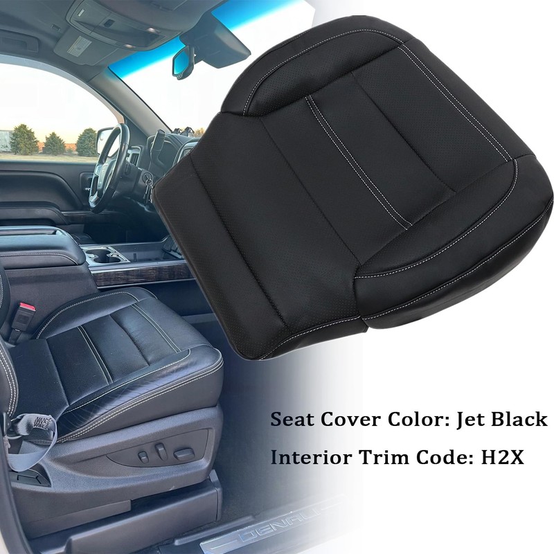 Priprilod Perforated Black Leather Driver Bottom Replacement Seat Cover Compatible