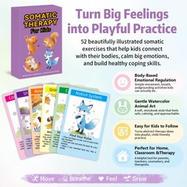 Somatic Therapy Cards for Kids, 52 Mindfulness & Emotional Regulation Activities for Calm, Focus, Coping Skills & Body Awareness - Social Emotional Learning Tools for Parents, Teachers, Therapists