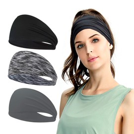 TAGVO Sports Headband,3 Pcs Headband Sweat Wicking Hair Bands,Moisture Wicking Workout Head Band Sweatband,Sports Sweatband For Running,Tennis,Bodybuilding,Yoga,Cycling,Unisex Hairband