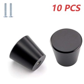 Ziyero Pack of 10 Tapered Cabinet Knobs, Furniture Handle, Black Cone Round, Solid Furniture Knobs, Fashion, Durable, for Wardrobe Door, Cabinet Doors, Decorative, Bedroom, Bathroom, Kitchen, Living