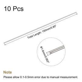 sourcing map 304 Stainless Steel Round Rods Bar,1.6mm Diameter 150mm Length for Various Shaft DIY Craft Model Car Plane Ship Pack of 10