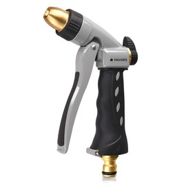 Navaris Hochdruck Gartenbrause Metall Schlauchspritze - flexibel Verstellbarer Wasserdurchfluss - tropfsicher - Garten Spritze Gartenschlauch Brause