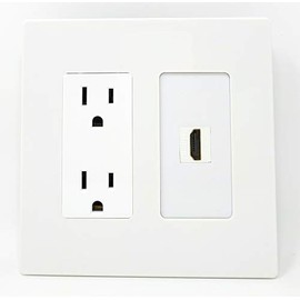 15 Amp Power Outlet and 1 Port HDMI Decorative Type Screwless Wall Plate - White