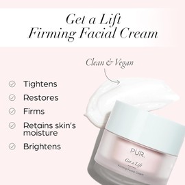 Firming Facial Cream, Get a Lift by PUR Beauty - Triple-Action Lightweight Moisturizer for Face & Neck Tightens Sagging Skin & Restores Firmness for Fine Lines & Wrinkles - Non-Greasy & Gluten Free.