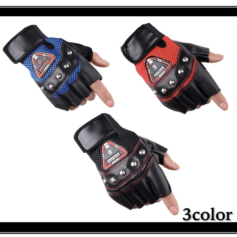 WHITE FANG Men's NT100 (02: Red) Leather Gloves Fingerless Bicycle