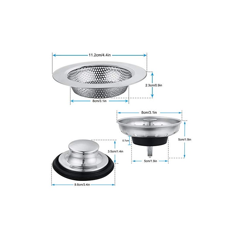 Kitchen Sink Drain Strainer 6 Pack Stainless Steel Sink Stopper,