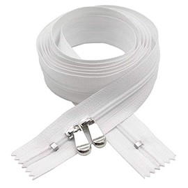 MebuZip 2PCS 40" White #3 Double Slider Zippers Head to Head Closed End Nylon Coil Zippers for Sewing, Bedding Bag, Pillowcases, Bed Sacks (101cm 2pcs)