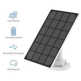NIVIAN - Solar Panel for IP Security Cameras | Compatible with Ezviz C3A and BC1C | Outdoor IP65 | Easy Installation with 3 m Cable, Black, 1 Unidad, Monocrystalline