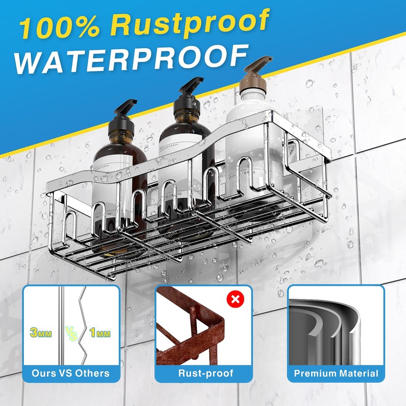 EUDELE 5-Pack Rustproof Stainless Steel Shower Caddy – No Drill