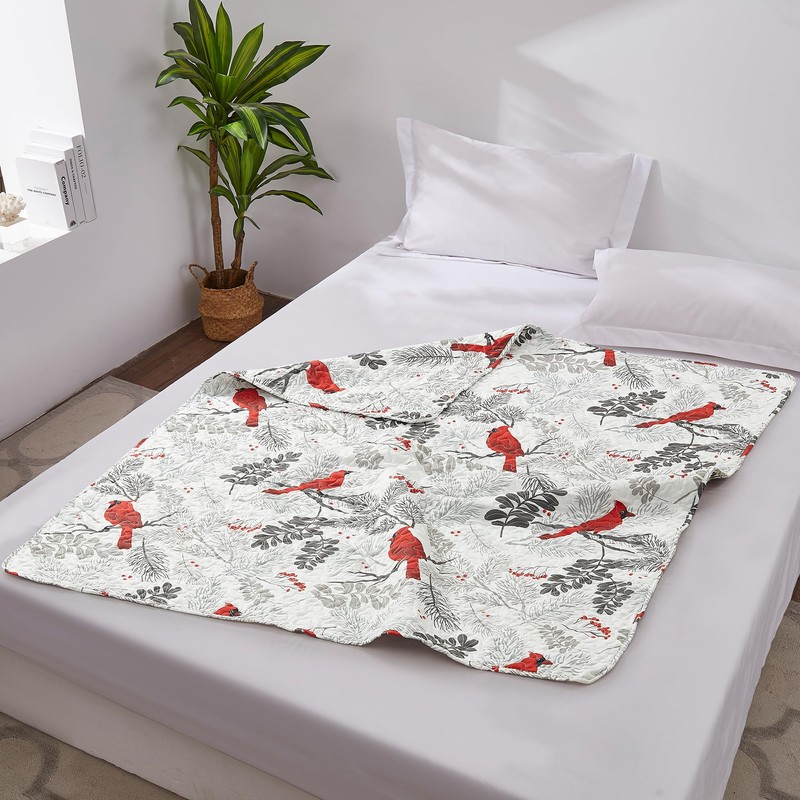 Virah Bella Quilted Throw Blanket 50" x 60" Cardinals Lightweight
