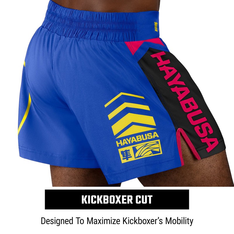Hayabusa Men's Icon Kickboxing Shorts - Blue/Yellow, X-Large