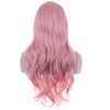 BERON Pink Wig Long Wavy Wig with Bangs Synthetic Wigs