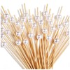 200 Pcs Pearl Cocktail Picks 4.7Inch Toothpicks Cocktail Sticks Bamboo