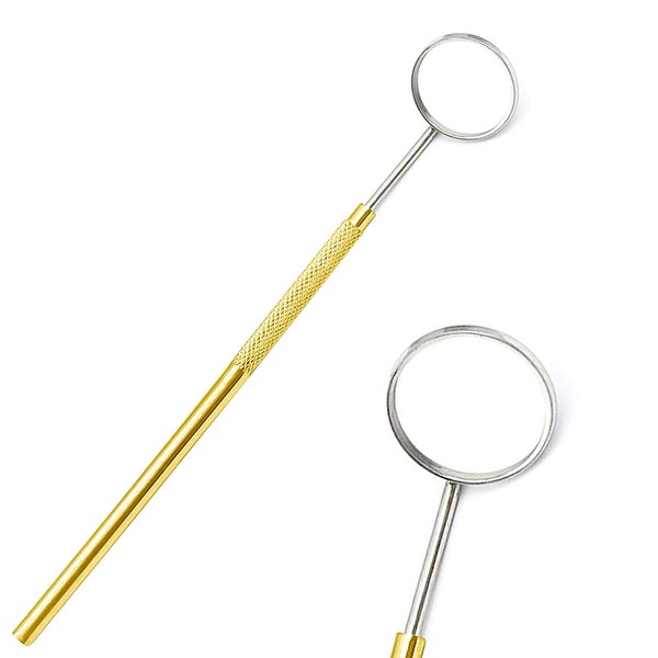 AAProTools Gold Mirror 5 Dental Mouth Teeth Inspection with Handle