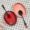LIHOOOOM Ceramic Spoon Rest for Kitchen Counter, 6" Modern Pink