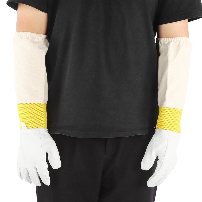 Pair of Beekeeping Protective Gloves with Long Mesh Sleeve Unisex