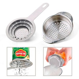 2 PCS Tuna Strainer for Can - Small Colander with Handle Stainless Steel Tuna Can Strainer Press for Kitchen Multipurpose Tuna Drainer Press