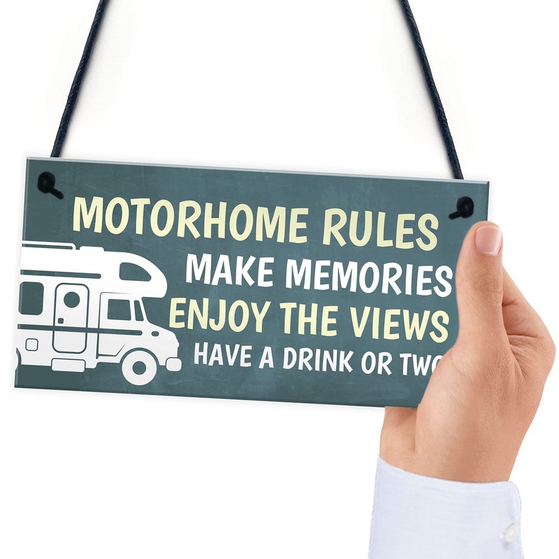RED OCEAN Motorhome Rules Sign Hanging Door Plaque Motorhome Caravan