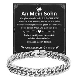 TERRISHE Gift for Men Dad Son Men's Bracelet Stainless Steel Bracelet Miami Bracelet Cuban Link Bracelet Stainless Steel Bracelet Christmas Birthday Gift for Men Boys, Stainless Steel