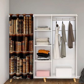 Castle Fairy Cortina de puerta de libros abstractos estilo rústico occidental para puerta de clóset, biblioteca, decorativa, 30%-50% opaca, para privacidad de recámara, 1 panel de 34 pulgadas de ancho x 80 pulgadas de largo