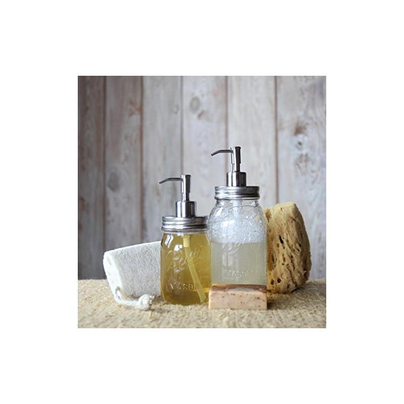 Mason Jar Soap Dispenser - Stainless Steel - Rust-Proof! by