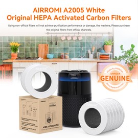 AIRROMI A2005 HEPA Air Purifier Replacement Filter, 3-In-1 Original Filter, Remove 99.97% of 0.3 Micron Particle 1 Pack White Activated Carbon 1Pack