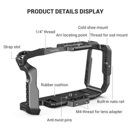 SMALLRIG Camera Cage BMPCC 4K, 6K for Blackmagic Pocket Cinema Camera 4K Cage with NATO Rail 2203B