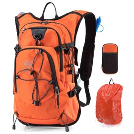 Hydration Backpack Pack with 2L Water Bladder 18L Hiking Backpack Women Men Lightweight Hydropack Insulated Daypack for Biking, Running, Festival (Orange)