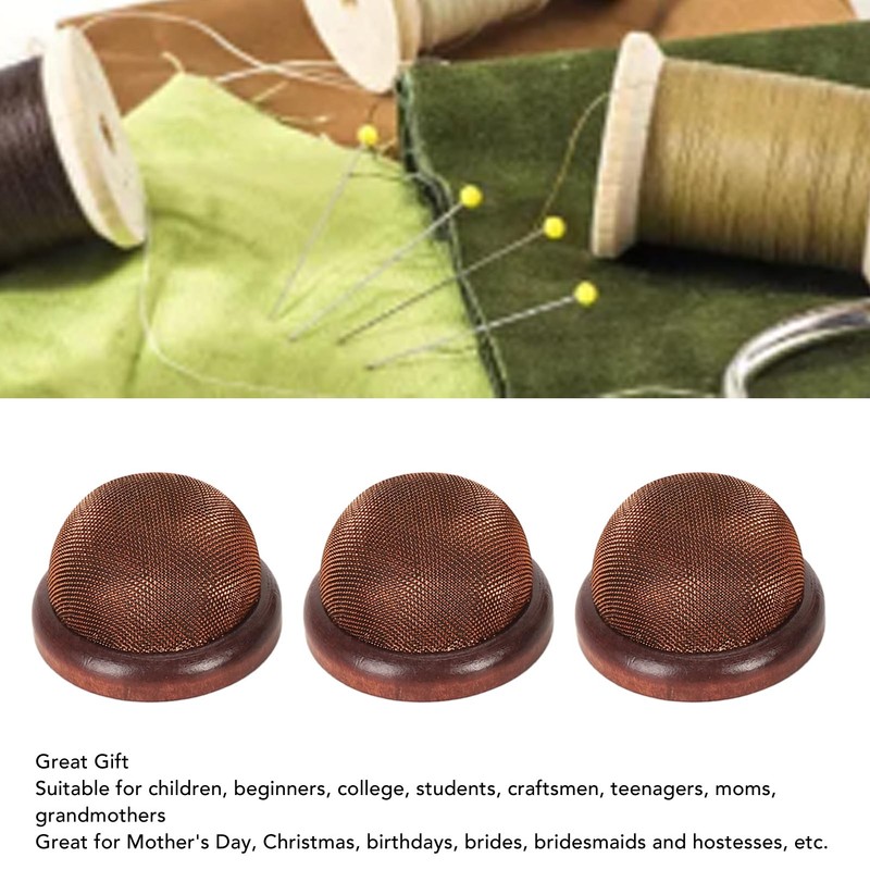 5Pcs Wooden Base Pin Cushion Cute Needle Holder Round Wooden