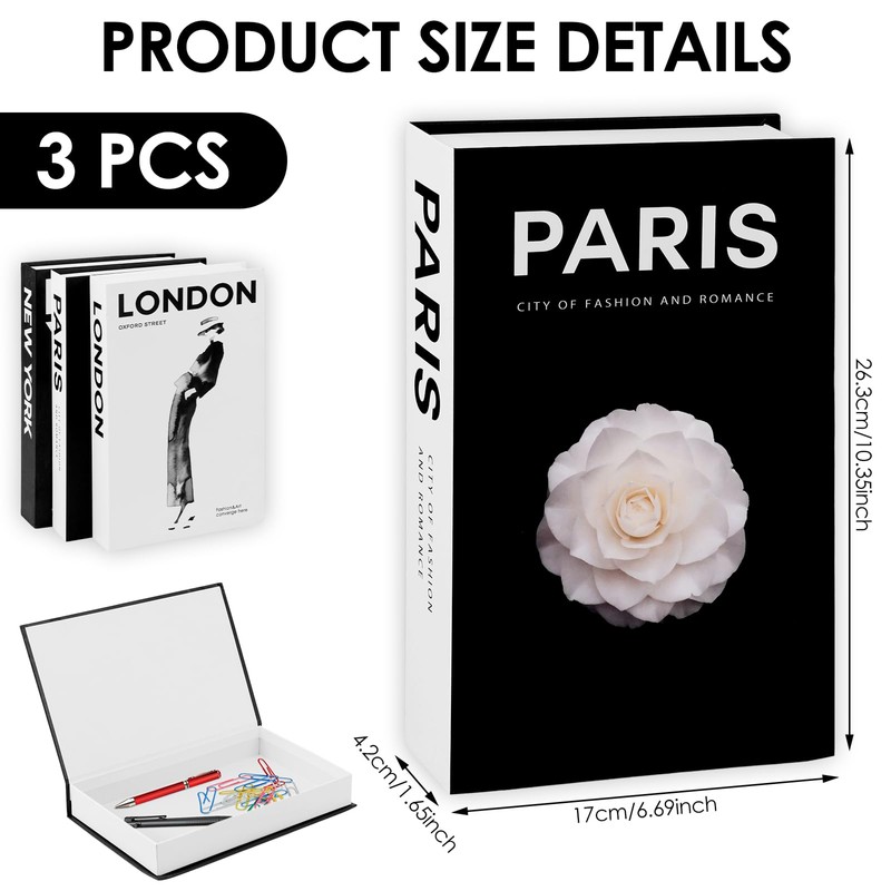 3Pcs Modern Faux Book Decoration Set, Creative Fashion Faux Book