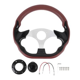 Volante Deportivo de Carreras de 13 Pulgadas Volante de Automóvil PU Aspecto Deportivo Agarre Mejorado Volante Estilo Carrera para Adaptador de Cubo  