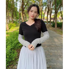 Viktrui Women's Race Arm Cover, UV Protection, UV Protection, Floral Pattern Arm Cover, Sun Protection, Cute, For Cars, Sports, Bicycles, Fashionable, Popular, gray