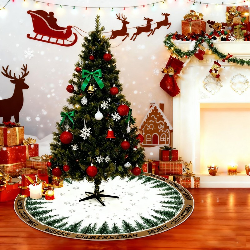 Christmas Christmas Tree Skirt 36 Inch, Snowflake Winter Holiday Tree
