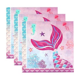 Mermaid Birthday Paper Napkins, 48Pcs, 6.5in