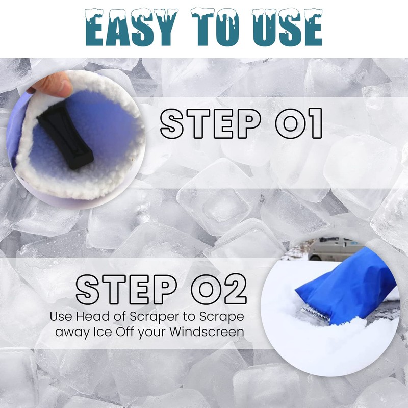 Glamza Ice Scraper for Car Windscreen with Warm Hand Mitt