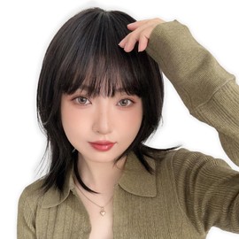 Bright Lara p-hf1971-NBK-S Medical Wig, Medium Wig, Natural Human Hair Mix, Layered Cut, Medical, Full Wig, Midi